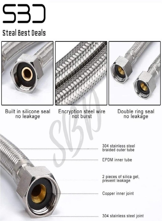 SBD 48" Inch Stainless Steel Connection Pipe for geyser | Connection Pipe for Faucet | Geyser Inlet Pipe | Geyser Outlet Pipe | Hose Pipes - Pack of 2 - Image 2